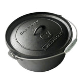 Cast Iron 9 Quart Heavy Duty Pre-Seasoned Round Camp Oven with Lip and Handle 31x16cm